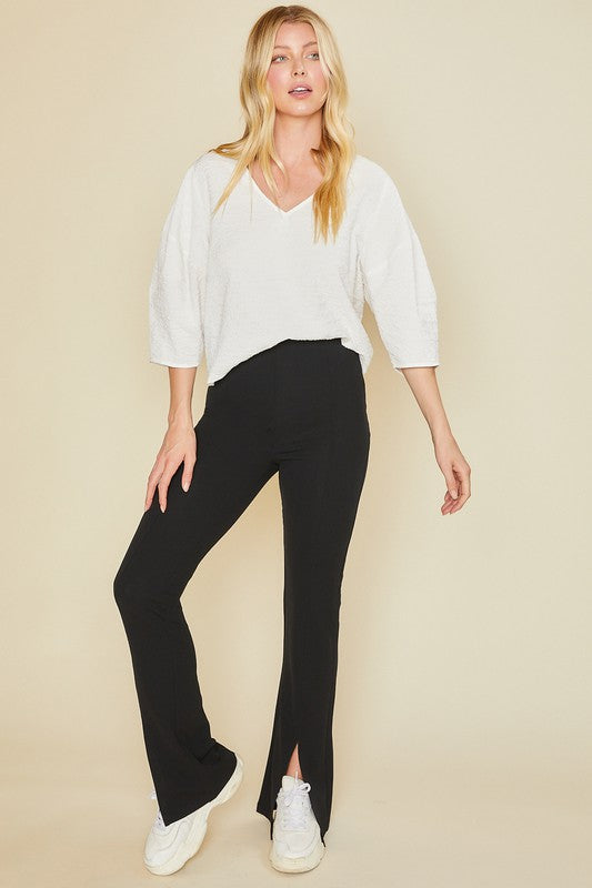 Eve Split Hem Pintuck Flare Pants