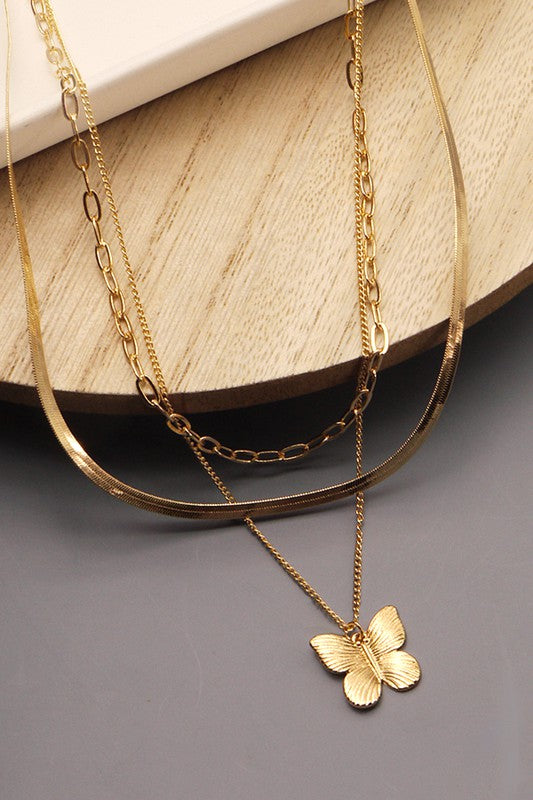 Queen Of The Garden Butterfly Multi Layer Necklace