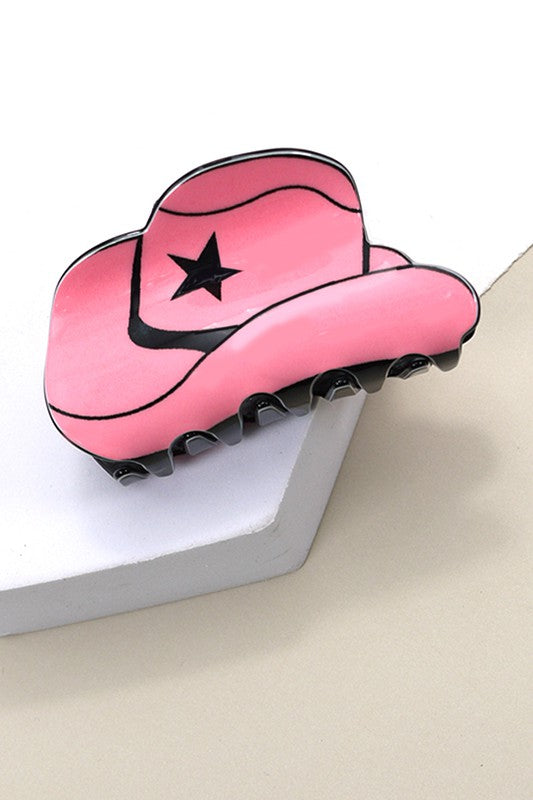 Cowgirl Hat Hair Clip - Pink