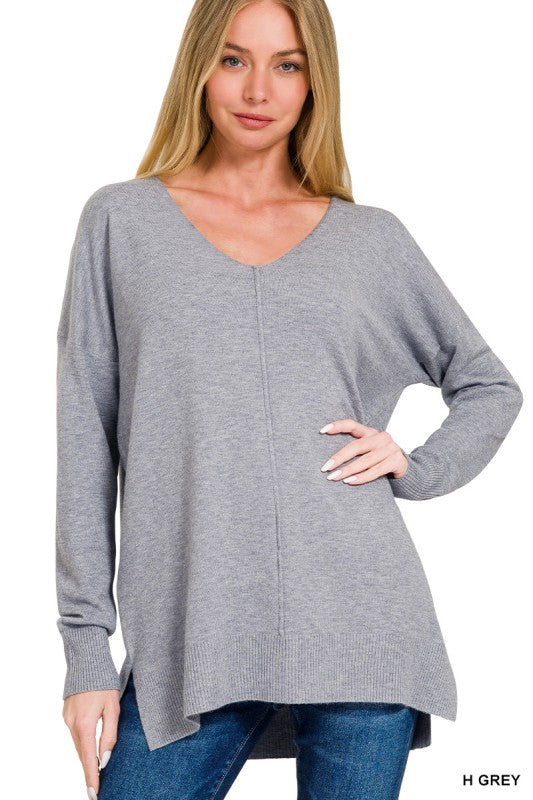 PSL Front Seam Sweater - Heather Grey