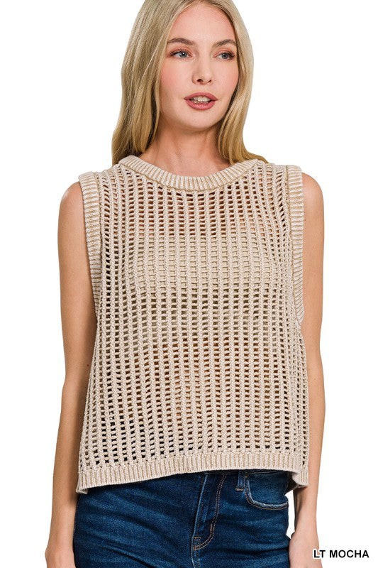 Amie Crochet Tank - Light Mocha