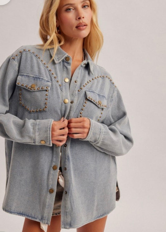 Studded Denim Shacket