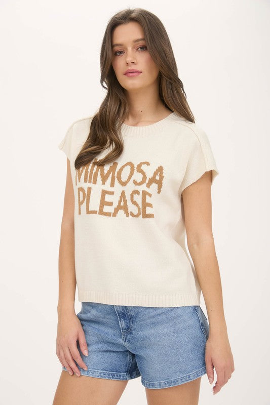 Mimosa Please Short Sleeve Sweater Top