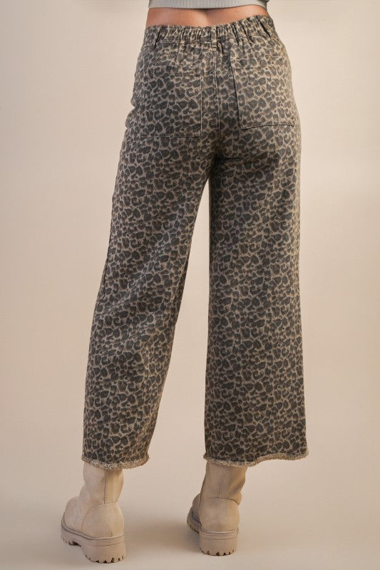 Wild One Leopard Print Wide Leg Pants