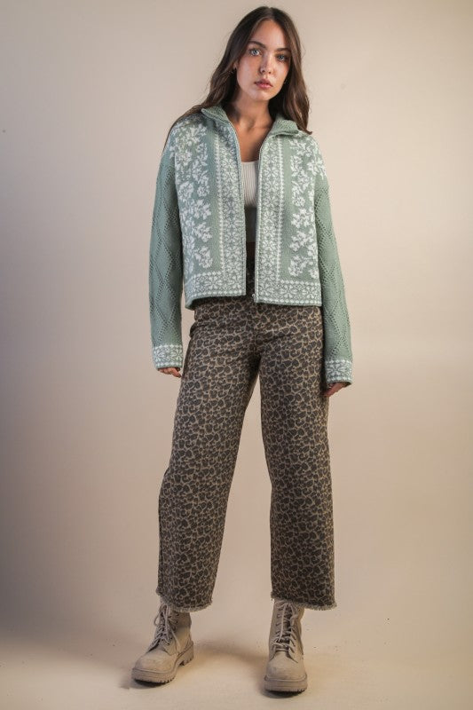 Wild One Leopard Print Wide Leg Pants