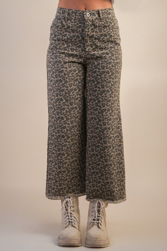 Wild One Leopard Print Wide Leg Pants