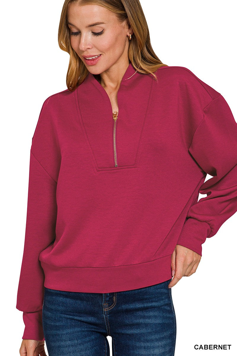 Autumn Breeze Scuba Pullover - Cabernet
