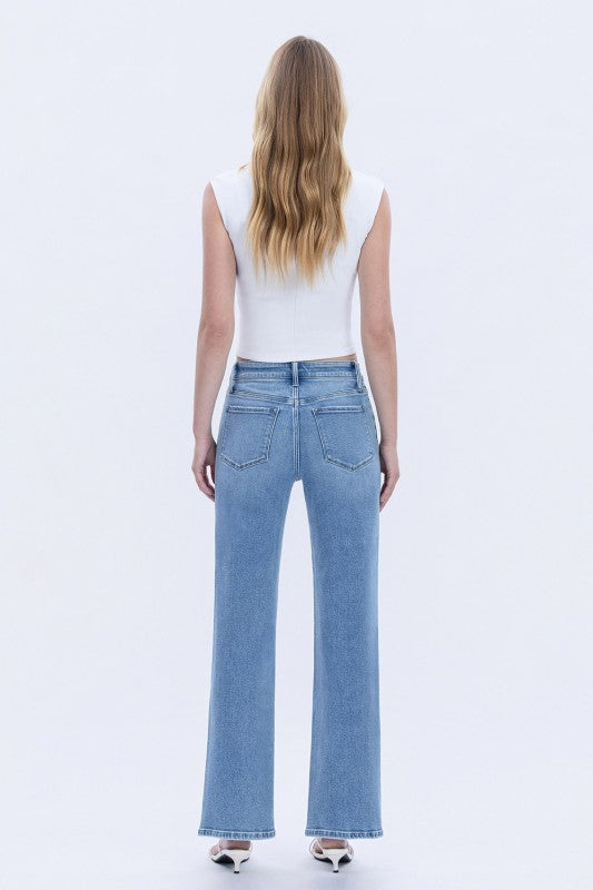 Vervet High Rise Distressed Hem Slim Wide Jeans