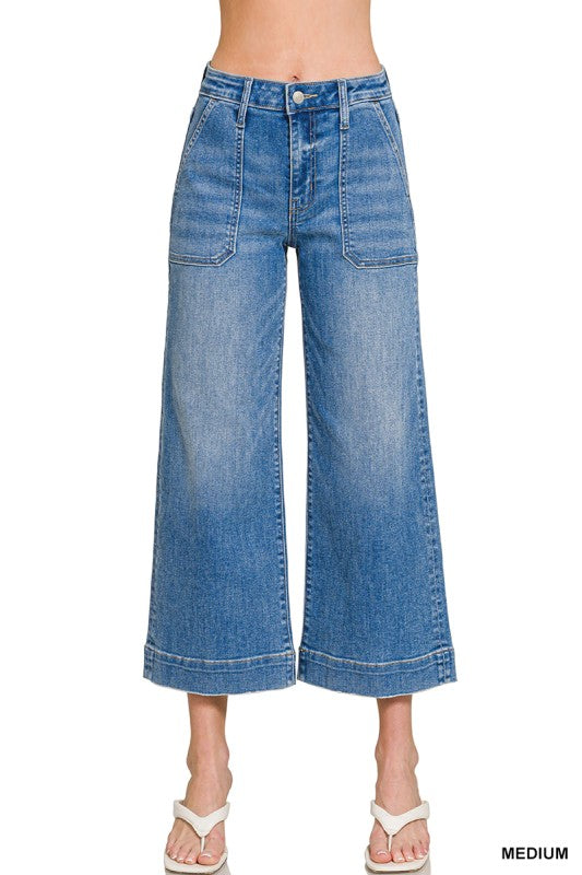 Zenana Cropped Wide Leg Denim