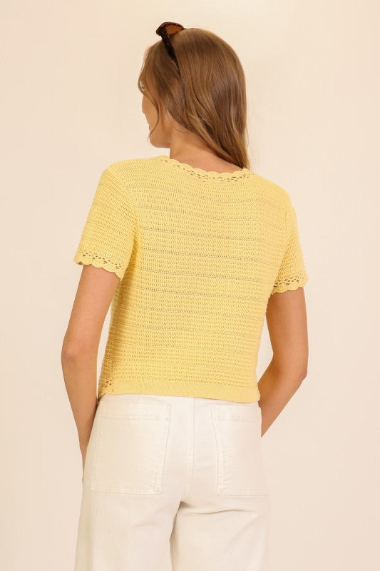 Fresh Pick Scallop Edge Tie Front Top