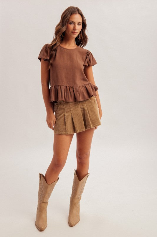 Aly Flutter Sleeve Tie Side Top