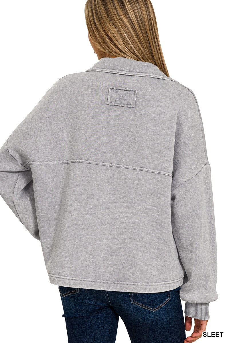 Fresh Focus Front Pocket Shacket - Sleet