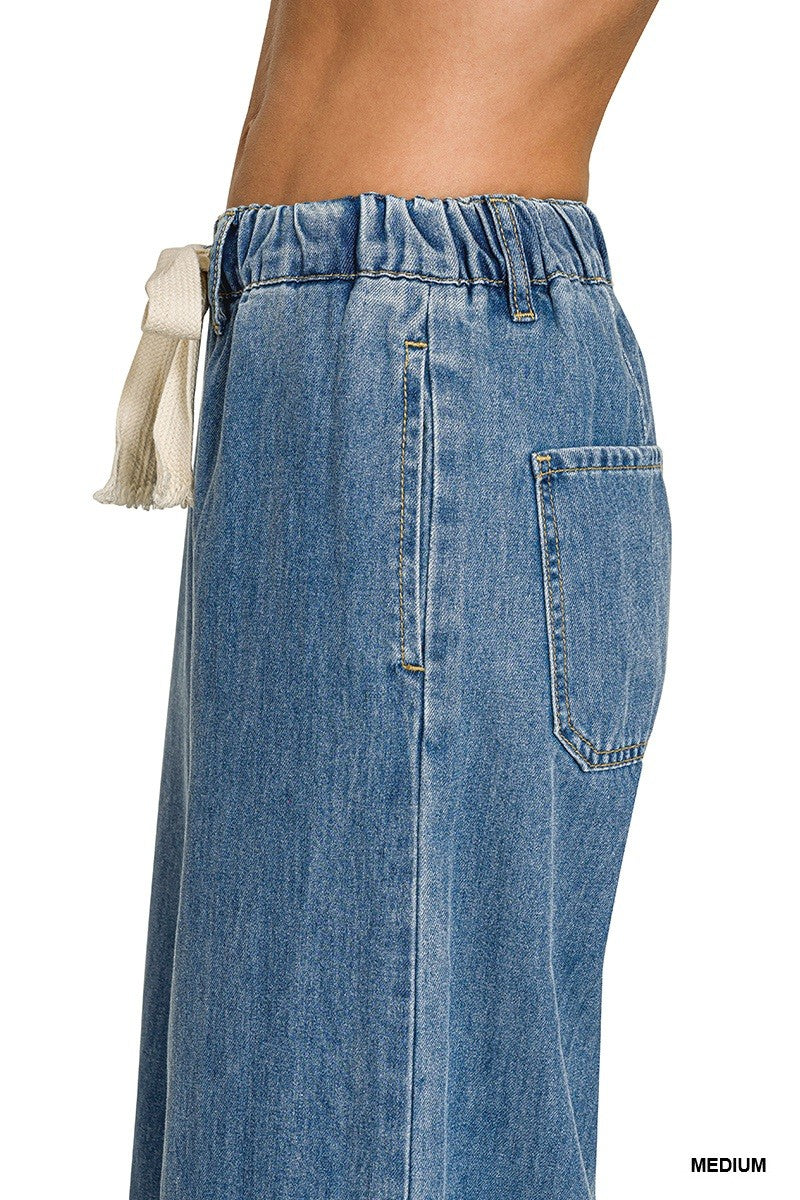 Easy Days Wide Leg Drawstring Jeans