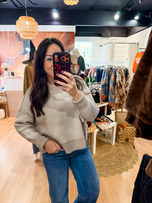 Exposed Seam Sweater - Ash Mocha/Ivory