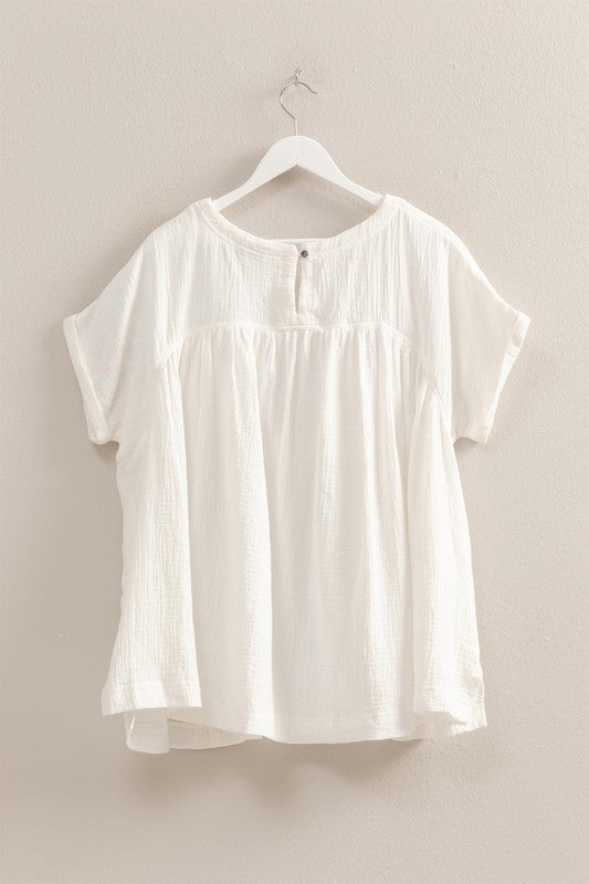 Daisy Double Gauze Short Sleeve Tunic Top