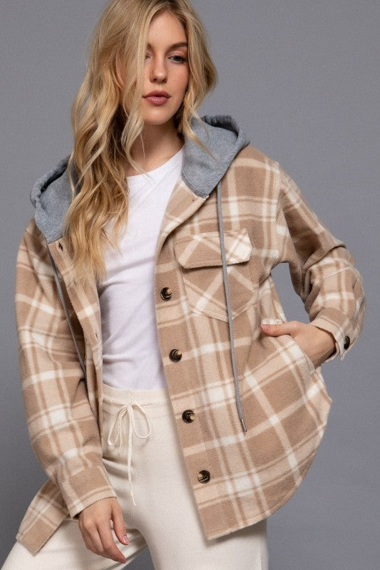 Rowan Plaid Hoodie Fleece Shacket