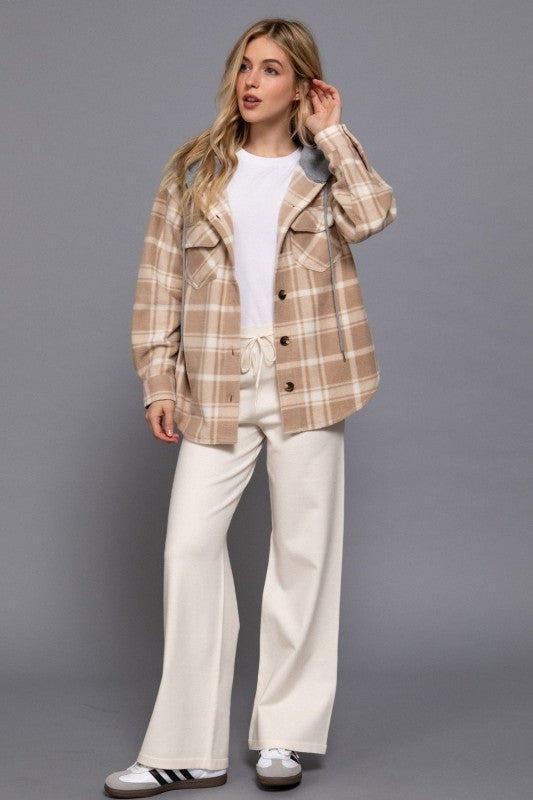 Rowan Plaid Hoodie Fleece Shacket