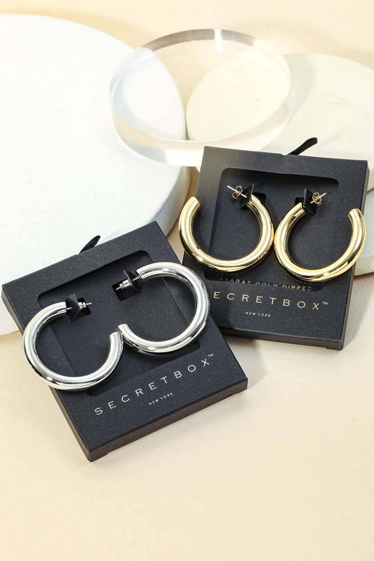Secret Box Gold Dipped C Hoop Earrings - 2 Colors
