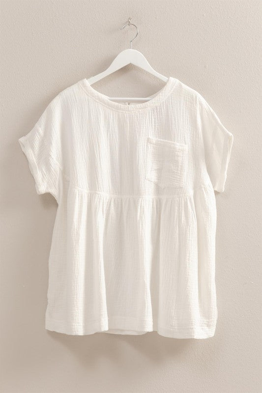 Daisy Double Gauze Short Sleeve Tunic Top - FINAL SALE