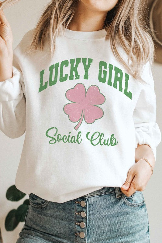 LUCKY GIRL SOCIAL CLUB Graphic Sweatshirt