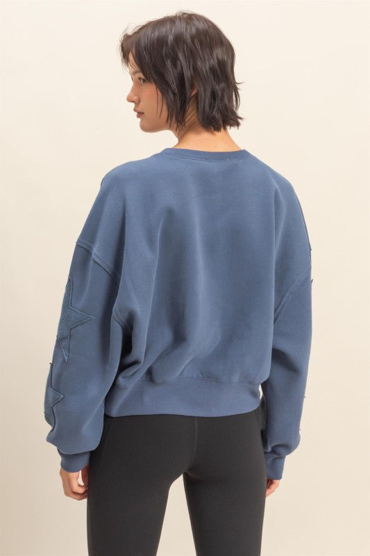 Dream State Star Patch Crewneck Sweatshirt - Navy
