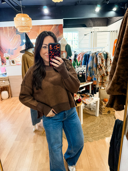 Exposed Seam Sweater - Brown/Deep Camel