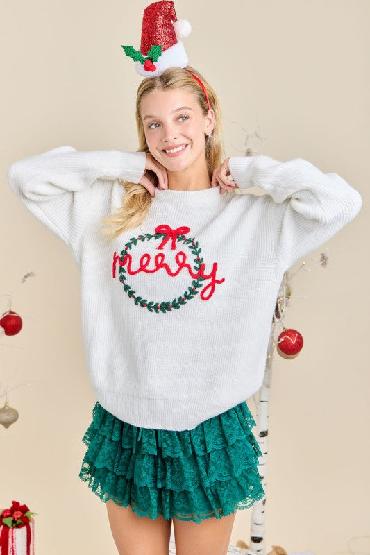 Merry Embroidered Sweater