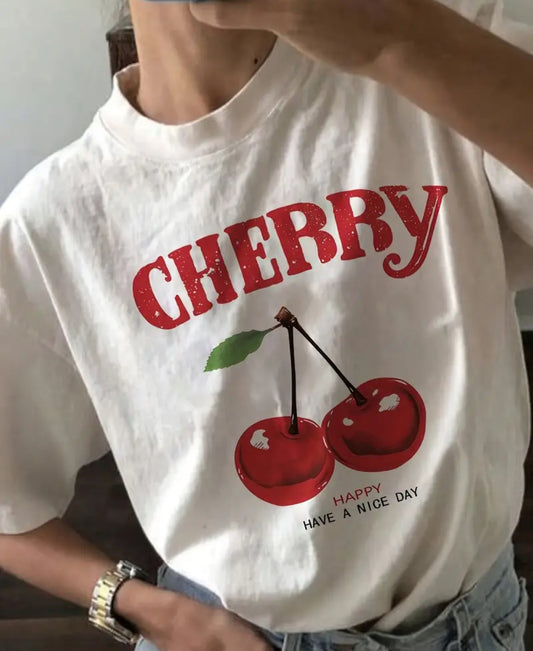 Cherry Have A Nice Day Graphic Tee - FINAL SALE