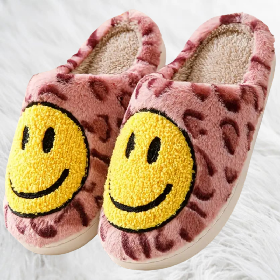 DOORBUSTER DEAL Leopard Print Smiley Slippers Pink Lennox Rose Boutique
