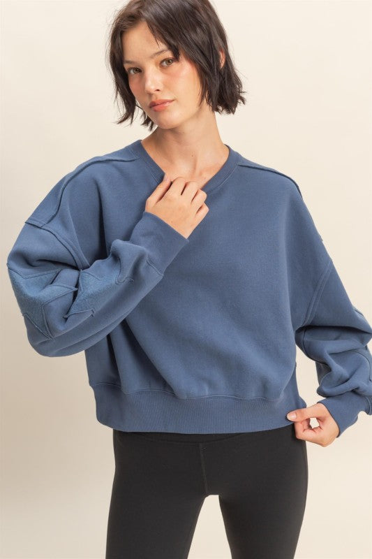 Dream State Star Patch Crewneck Sweatshirt - Navy