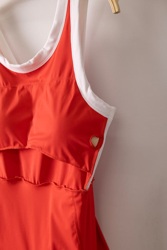 Worth The Hype Color Block Activewear Mini Dress - Red