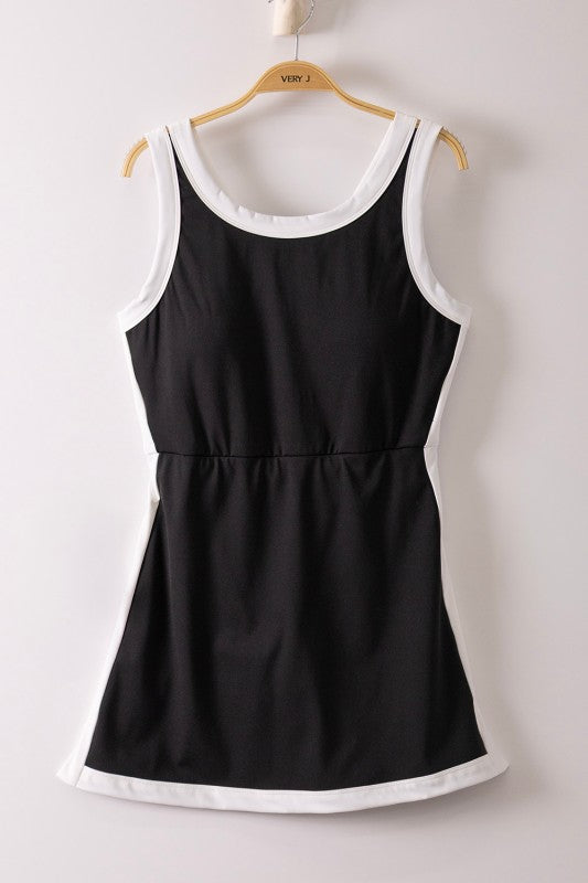 Worth The Hype Color Block Activewear Mini Dress - Black