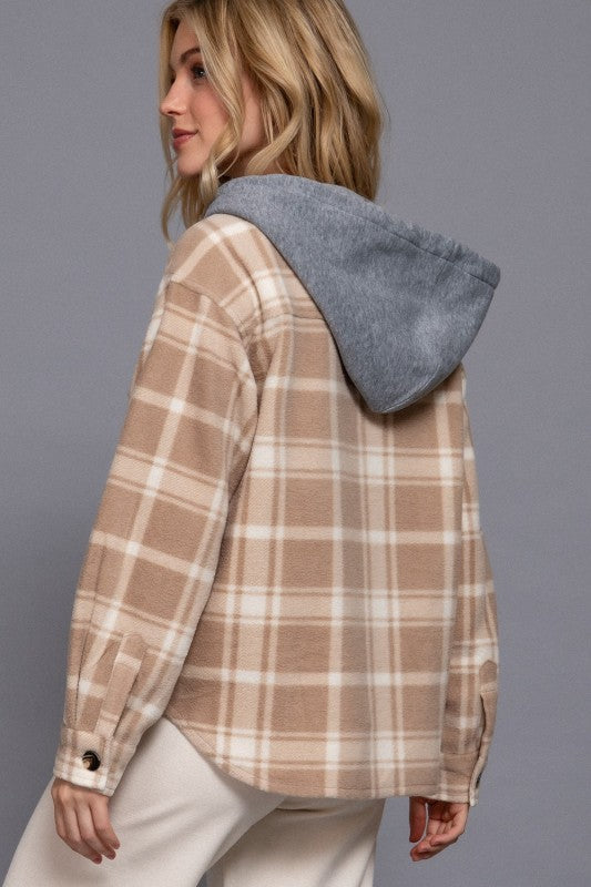 Rowan Plaid Hoodie Fleece Shacket