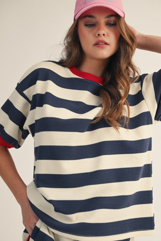 Riviera Breeze Waffle Knit Striped Set