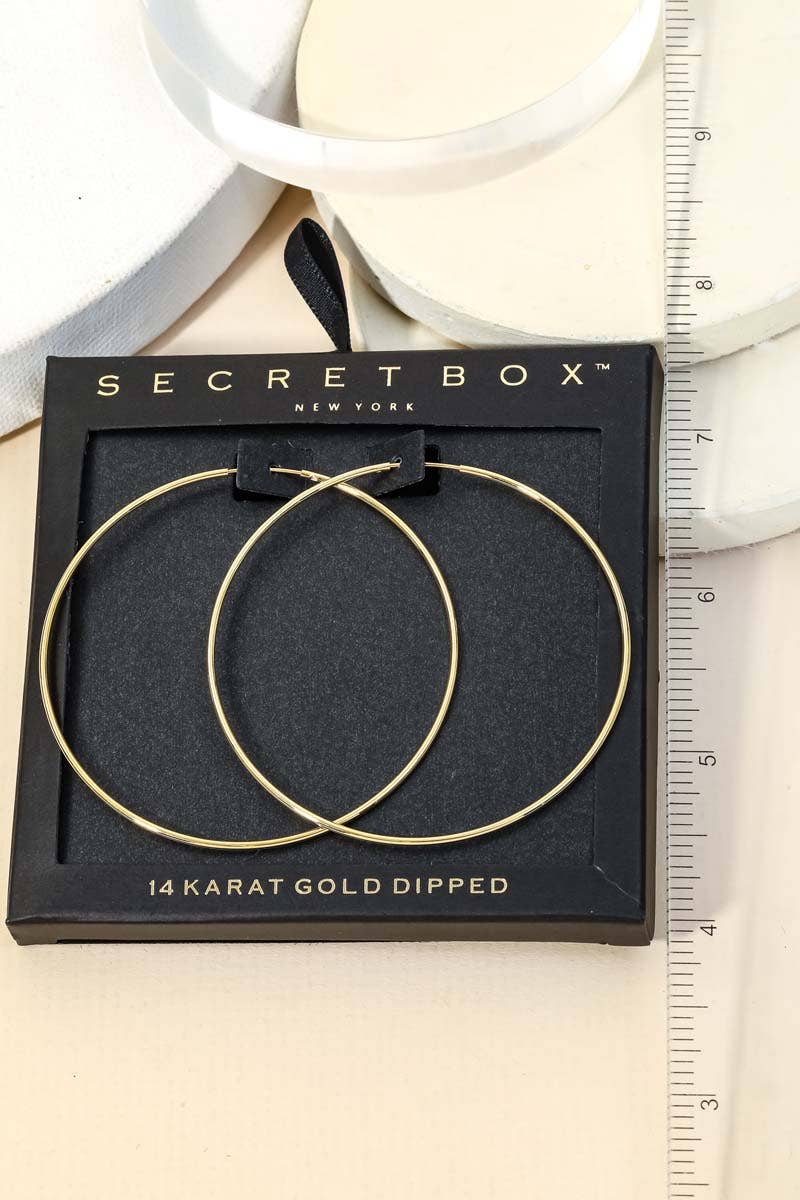 Secret Box Gold Dipped Thin 60Mm Hoop Earrings