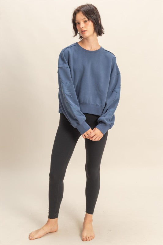 Dream State Star Patch Crewneck Sweatshirt - Navy