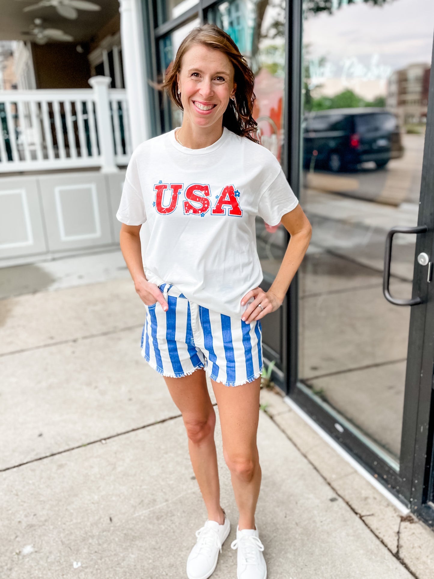 Nautical Life High Waist Striped Shorts - Medium - FINAL SALE