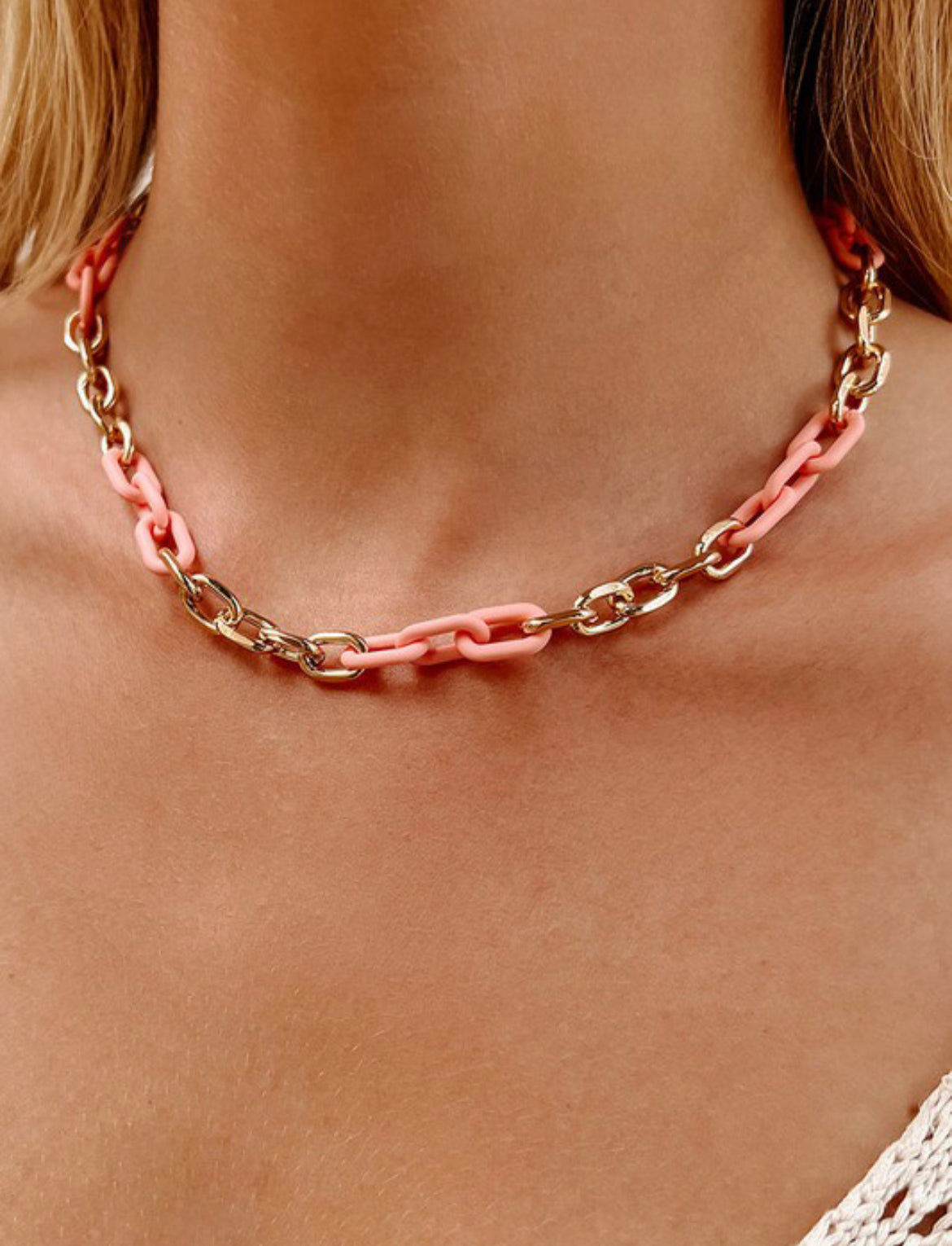 Pink and Gold Chain Necklace