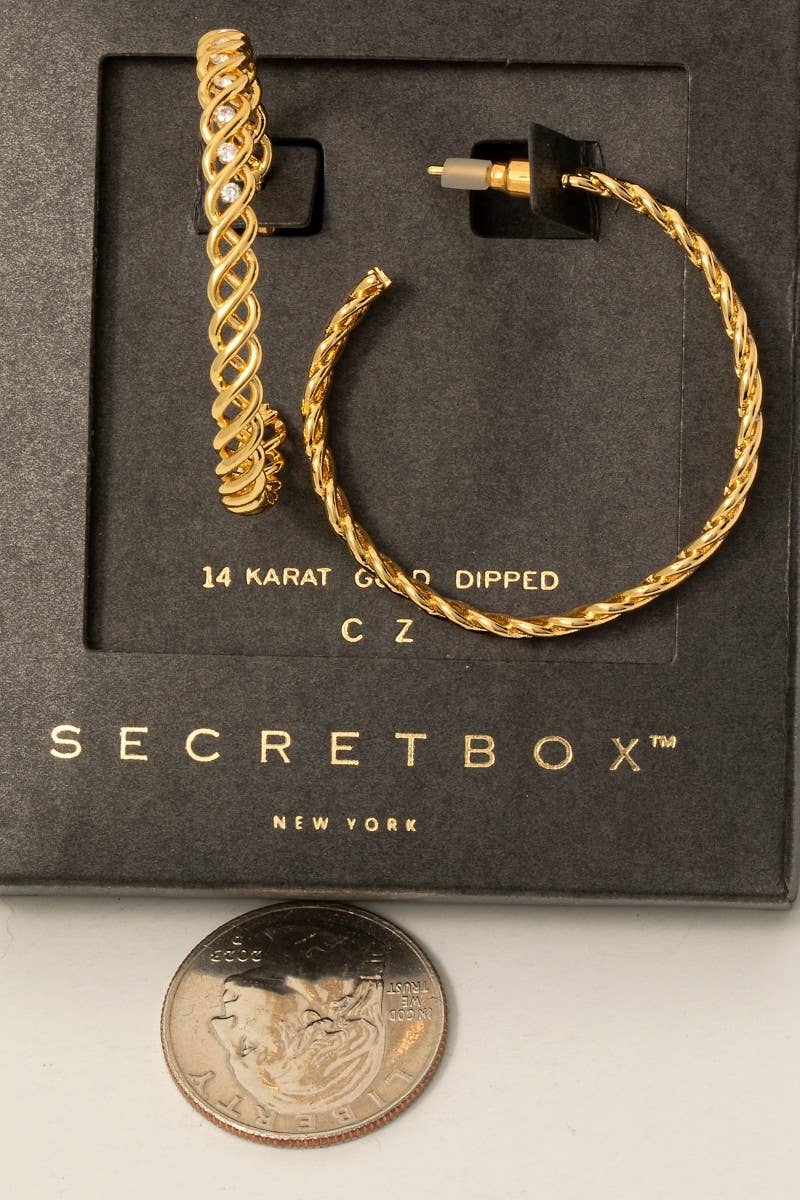 Secret Box Gold Dipped Woven Wire Hoop Earrings