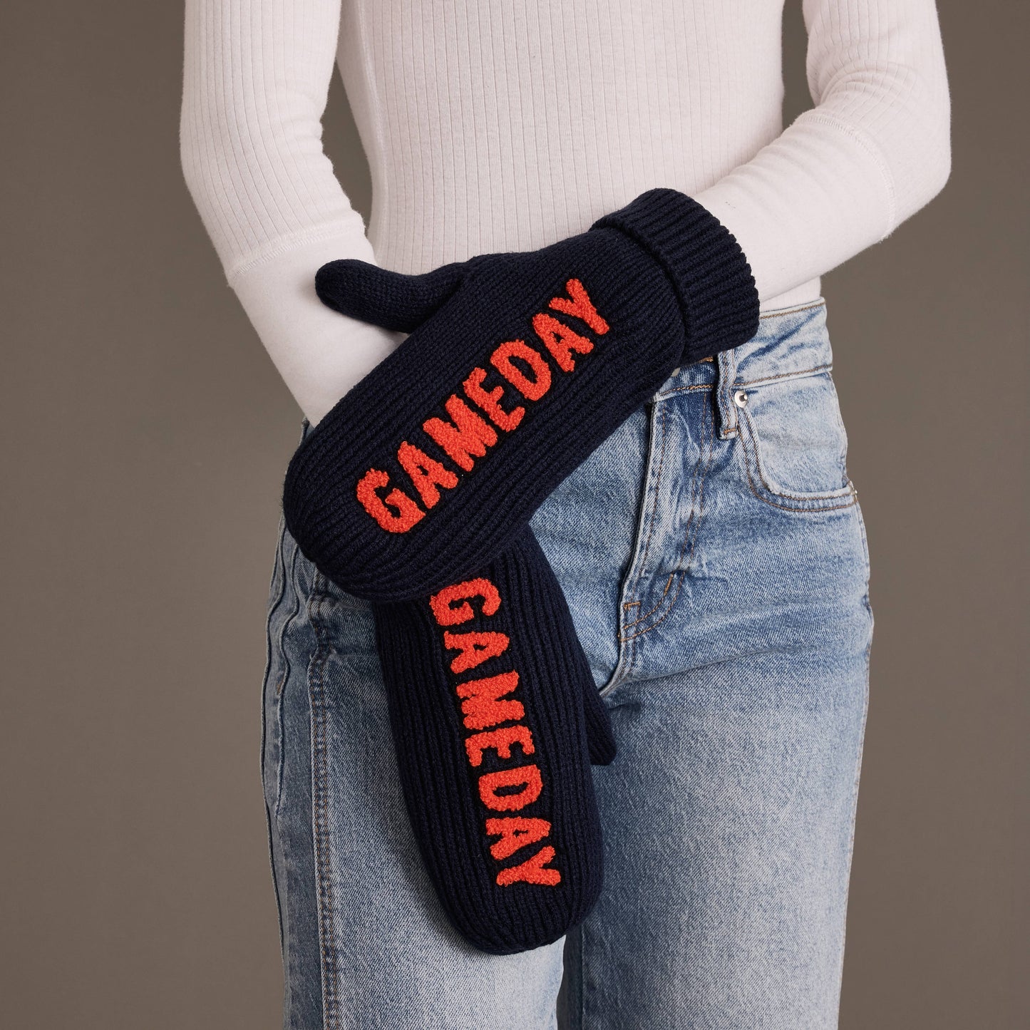 Navy & Orange Game Day Mittens