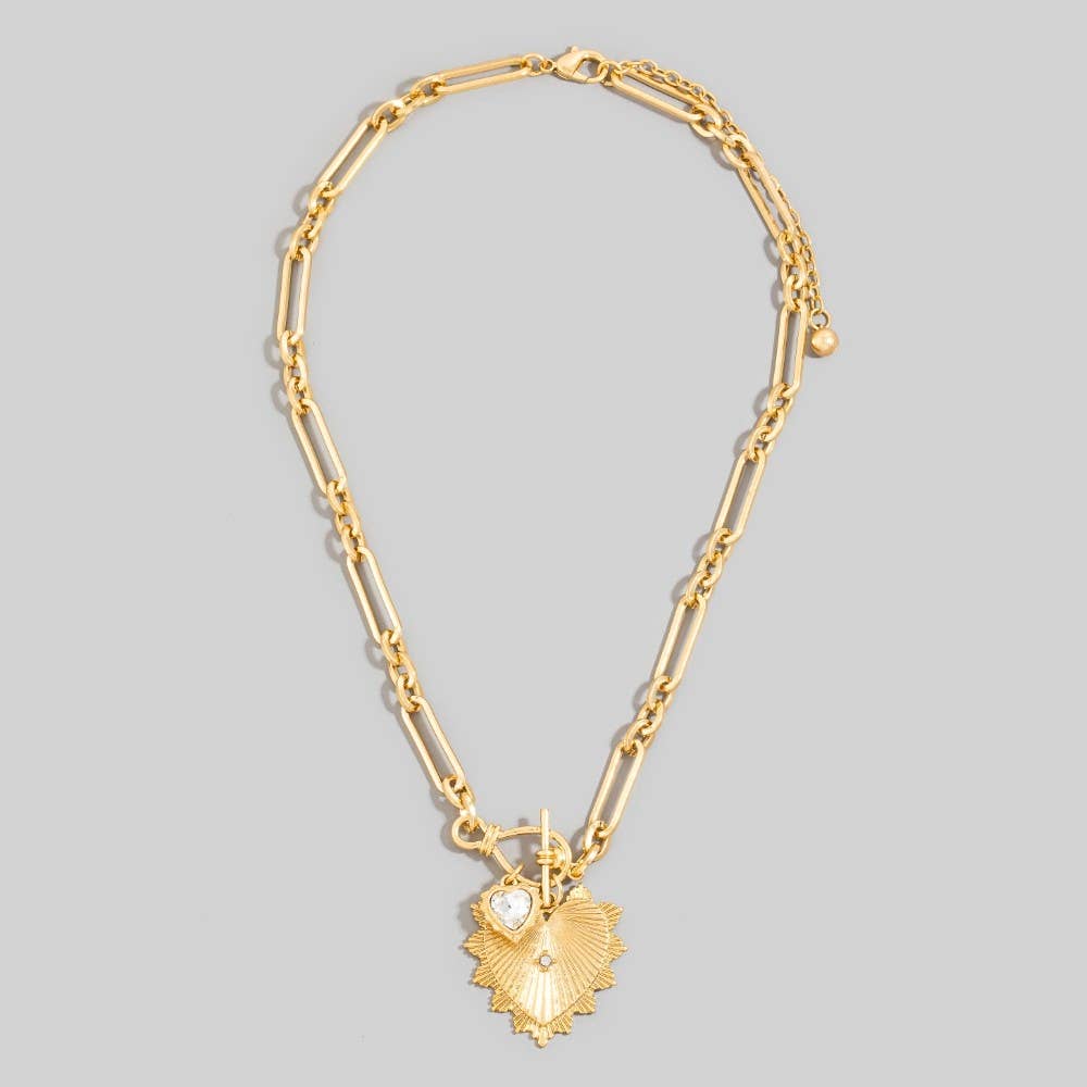 Double Heart Pendants Oval Chain Necklace