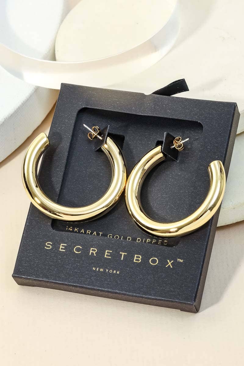 Secret Box Gold Dipped C Hoop Earrings - 2 Colors