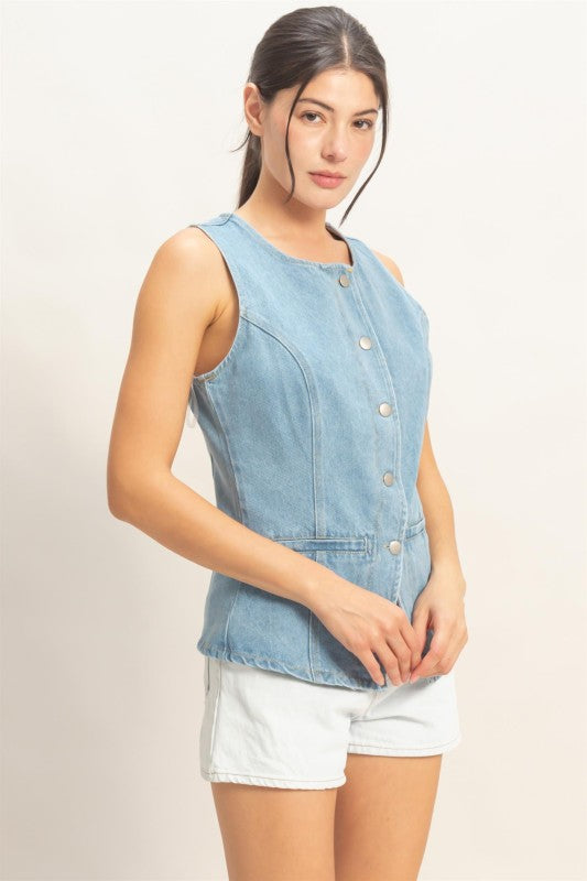 Bluebell Button Front Denim Vest