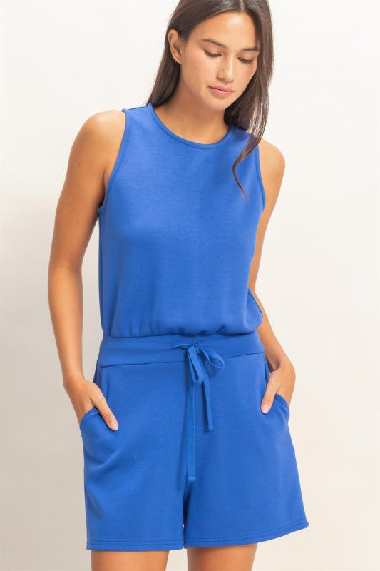 On The Go Romper - Cobalt Blue