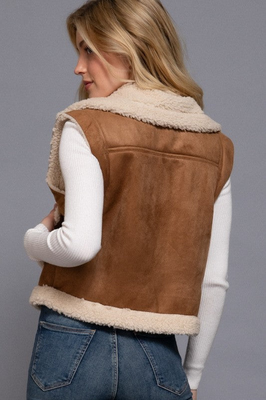 Sutton Faux Suede Vest - Caramel