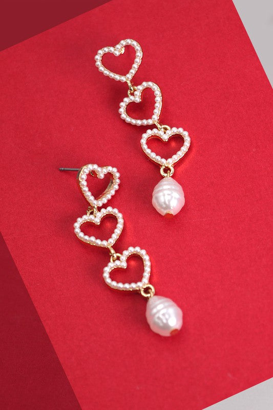 Kiki Pearl Heart Drop Earrings