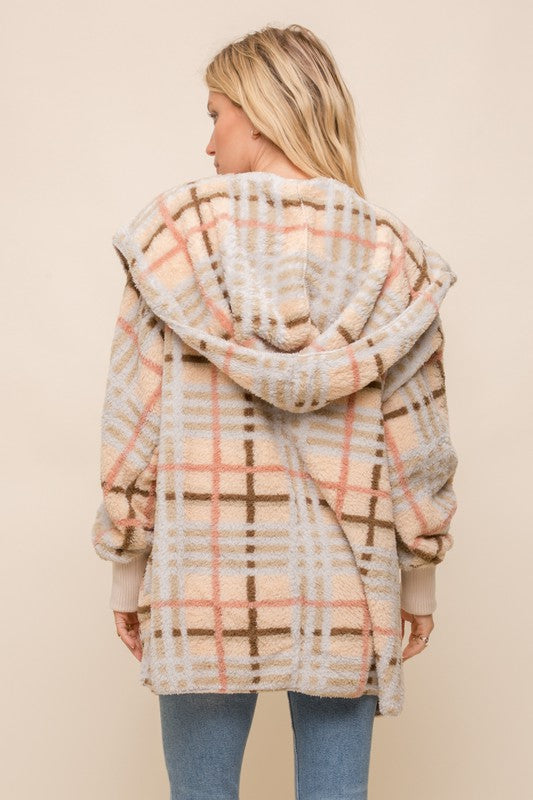 Fall Fest Favorite - Sherpa Hoodie Cardigan - Cream Mix