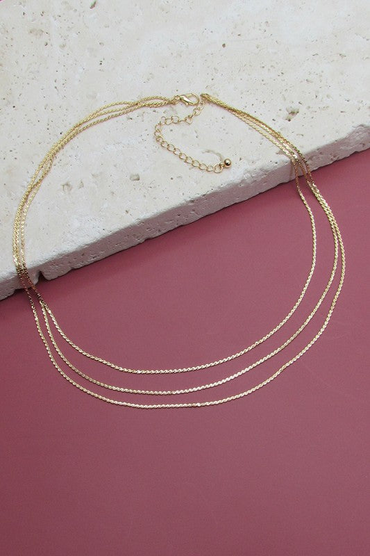Mandy Triple Layer Thin Chain Necklace