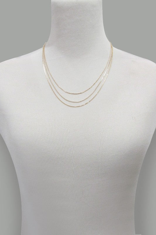 Mandy Triple Layer Thin Chain Necklace – Lennox Rose Boutique