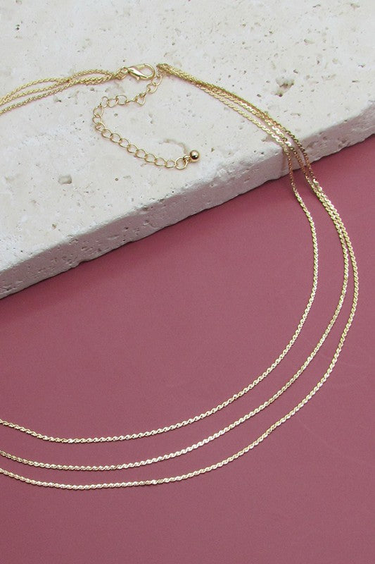 Mandy Triple Layer Thin Chain Necklace